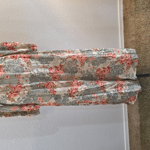 JCPenney Floral Long Sleeve Dress - Cream and Pink 41" Long - Picture 2 of 13